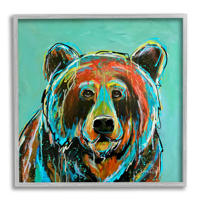 Az-031-Abstract Modern Bear Abstract par Karrie Evenson, Estampe numérique Farmhouse, H 12 po x l 12 po x P 1,5 po