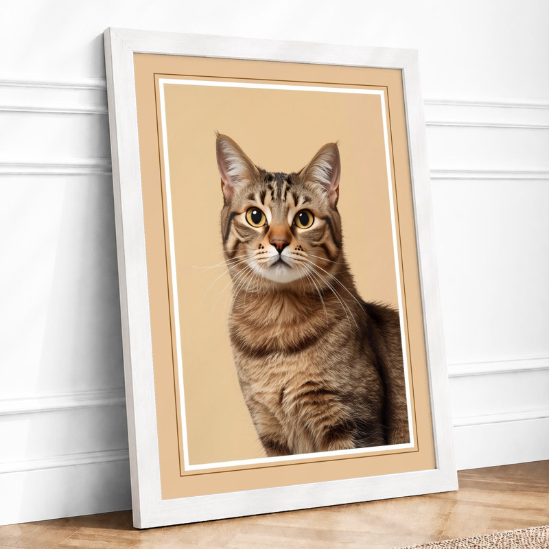 Tabby's Gaze Modern - Framed Print, A1 - 84.1 x 59.4 cm, White
