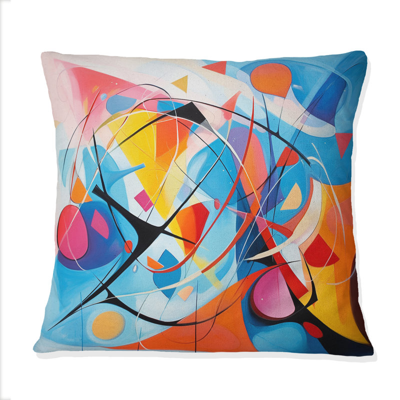 Coussin décoratif coloré Mid Century Abstract Essence II - imprimé abstrait Mid-Century