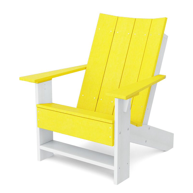 Contemporary Adirondack Chair, Lemon Yellow/White