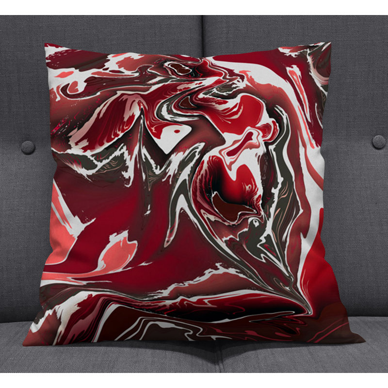 Throw Pillow With Insert, 20"H x 20"W, Red Abstract 3