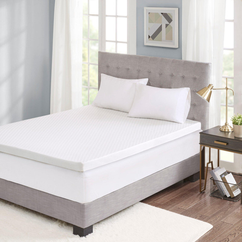 Surmatelas hypoallergénique en mousse viscoélastique gélifiée 3 po avec housse de refroidissement amovible, Lit simple