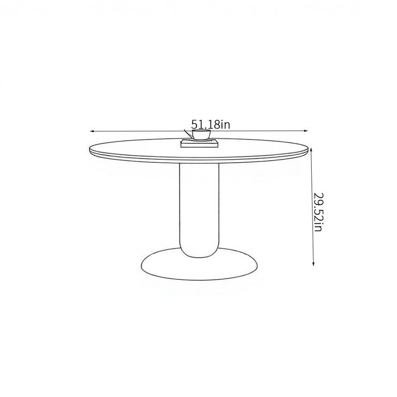 Simple and Elegant Round Dining Table, 29.52”H x 51.18”L x 51.18”W