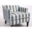 Chaise en lin rayée bleue et blanche pour le salon, avec garniture cloutée et durabilité