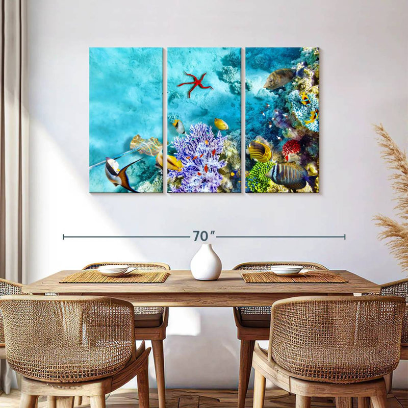 Scène de vie sous l'eau, H 36 po x l 57 po