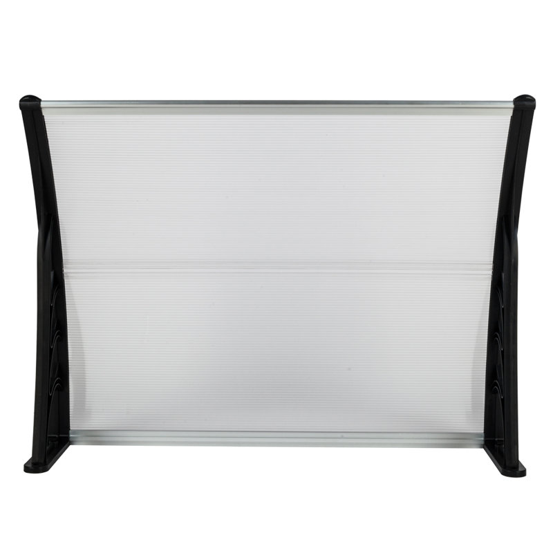 40'' W x 9'' D Plastic Cover Awning, Black/Clear