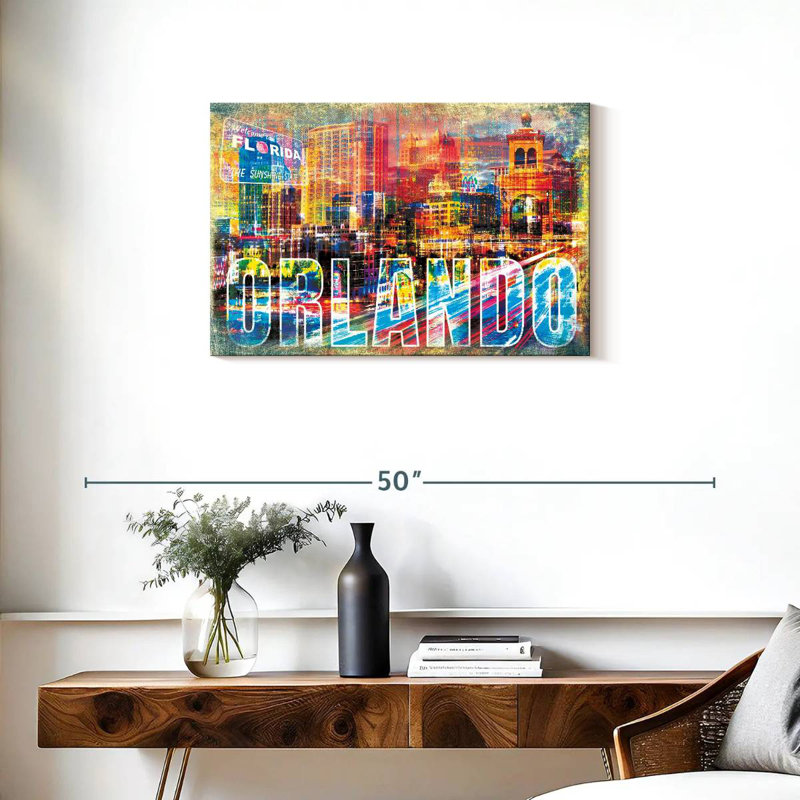 Ravi Orlando paysage urbain grunge, H 20 po x l 30 po