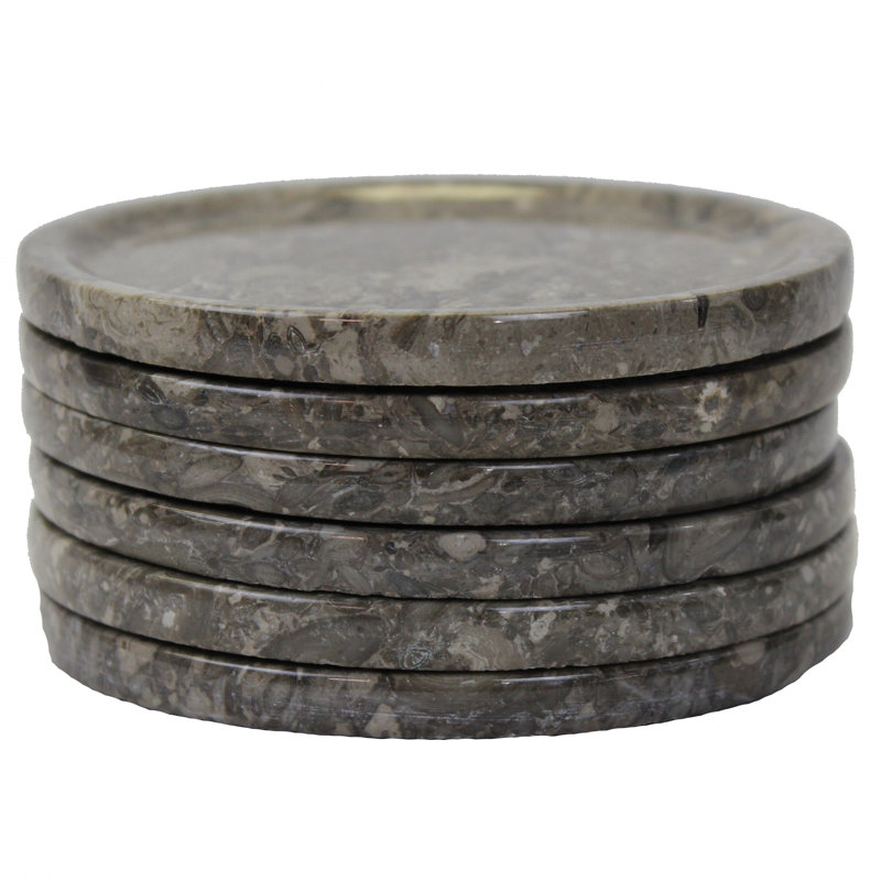 Marble Round 6 Piece Coaster Set
