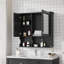 Armoire de rangement murale de salle de bain 30 po, armoire à pharmacie en bois massif avec charnières à fermeture en douceur, organisateur à double porte asymétrique avec tablette réglable à 3 positions et casier inférieur ouvert, armoire de salle de bain suspendue au-dessus de la toilette-129204640