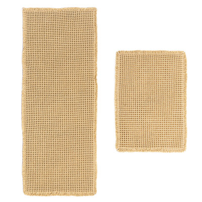 Waffle Bath Mat Set, Non Slip Bathroom Mat Set, Ultra Absorbent Bath Mats for Bathroom Decor, Extra Soft Floor Bathroom Rugs Sets 2 Piece, Washable Bath Rugs Set (20"×47" and 16"×24")
