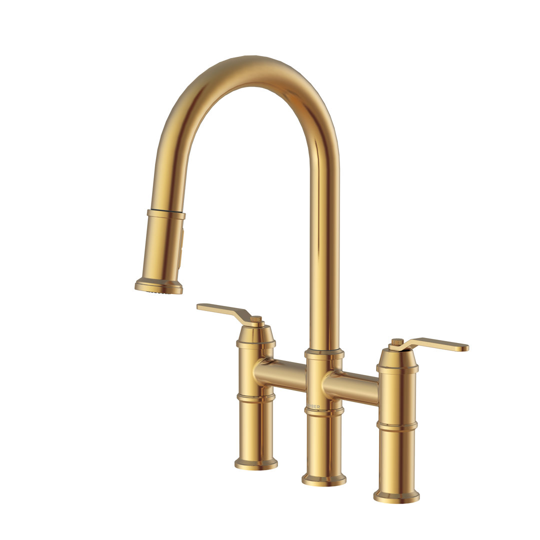 Kinzie 2-Handle Bridge Kitchen Faucet with Pull Down Sprayer Gerber 