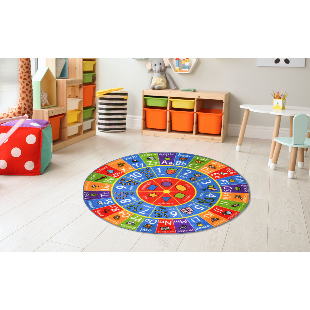 ABC Alphabet Numbers Educational Learning Game Play Kids Circle Time Rug Carpet Classroom Playroom Zoomie Kids Rug 