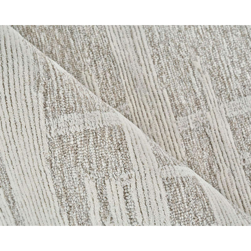 Park City Hand Tufted Geometric Area Rug in Beige/Ivory, Rectangle 9' x 12'
