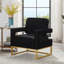 Fauteuil d'appoint rembourré en velours avec base en métal doré robuste pour des loisirs confortables-133996778