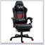 Fauteuil de jeu en cuir polyuréthane de bureau de course à dossier haut avec repose-pieds pivotant et support lombaire, hauteur réglable, noir