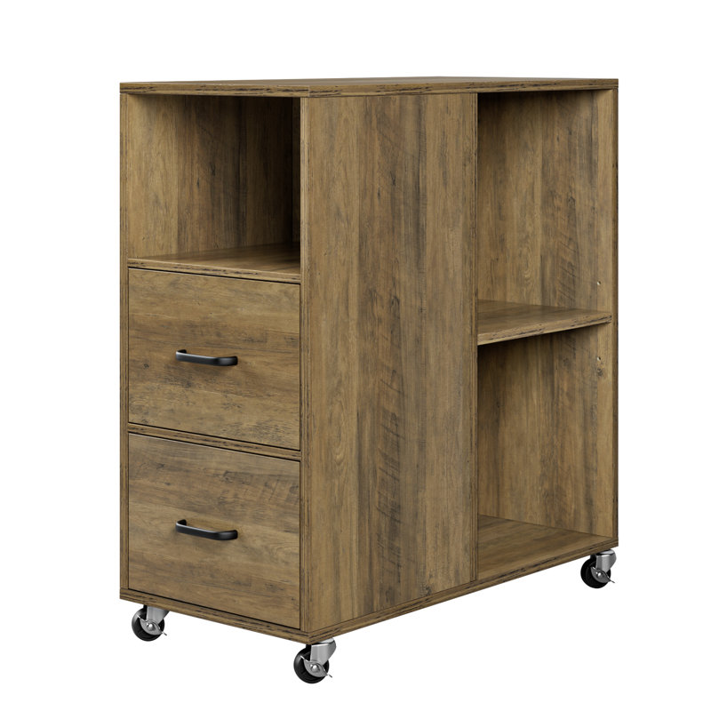 Bolebroke Side Table with Storage and Wheels, Living Room End Table, Brown