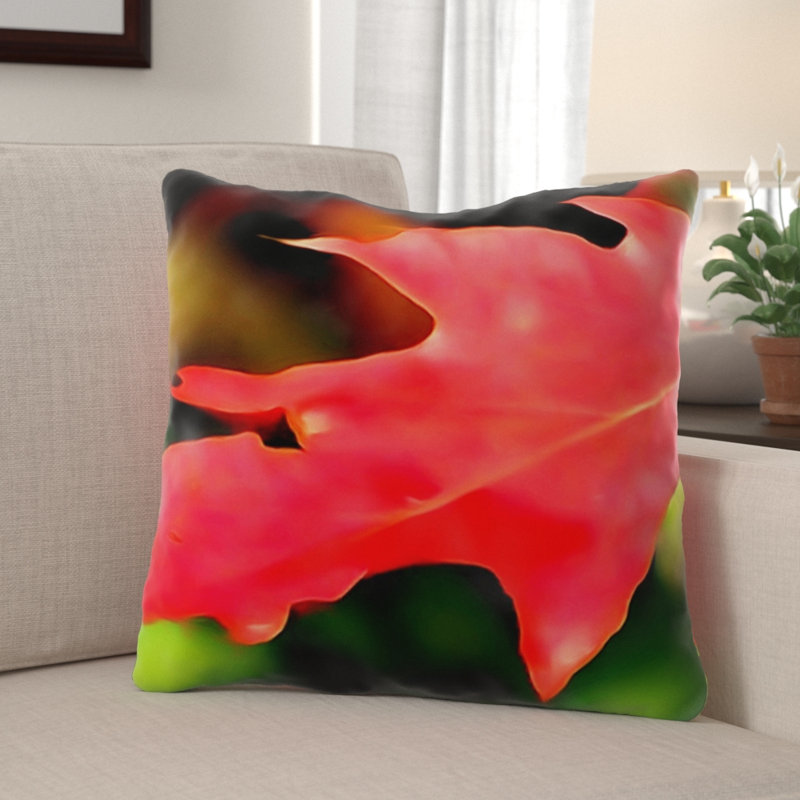 Coussin décoratif à feuilles Rachael, Microsuède, Intérieur