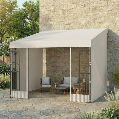 Pavillon de jardin mural 10 'x 10' avec rideaux et filets