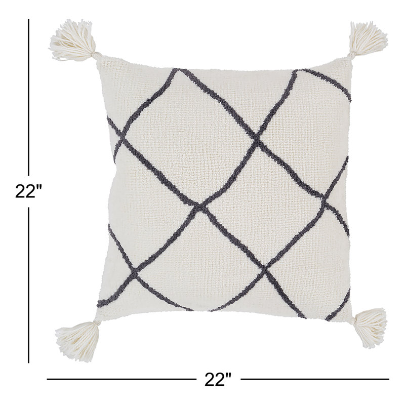 Saveria Bohemian Geometric Throw Square Pillow, 22" x 22", Poly Fill