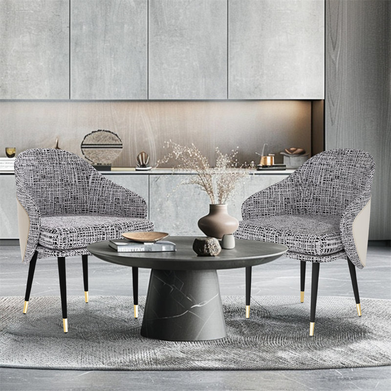 Ensemble de 2 chaises de salle à manger rembourrées de luxe, Beige