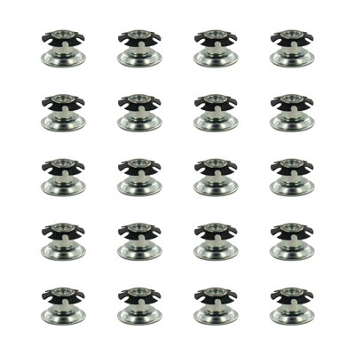 Inserts de niveleur simples à filetage étoile en métal Outwater Industries pour tubes ronds de 1 pouce, acier traité thermiquement et base plaquée en zinc, s'adapte aux tubes ronds de calibre 16 à 18, filetage: 5 / 16-18, paquet de 20
