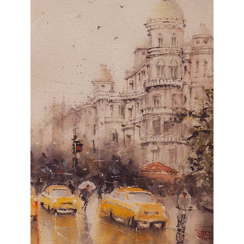 Mousson Calcutta | Aquarelle sur papier | Par Subhadra Sarkar