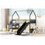 Lit superposé en métal avec lits simples noirs, glissade et escalier pour escalier «Delight» noir, ajoutant du charme à votre chambre à coucher-2143928514