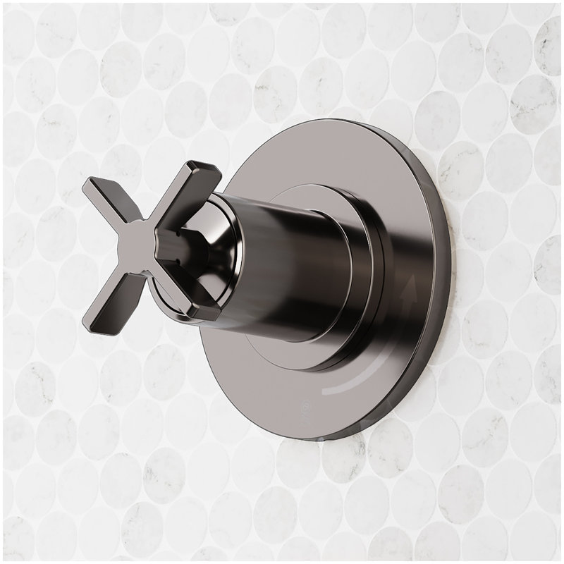Vassor In-Wall Shower Volume Control Handle and 3/4" Rough-In Valve - Gunmetal, Gunmetal