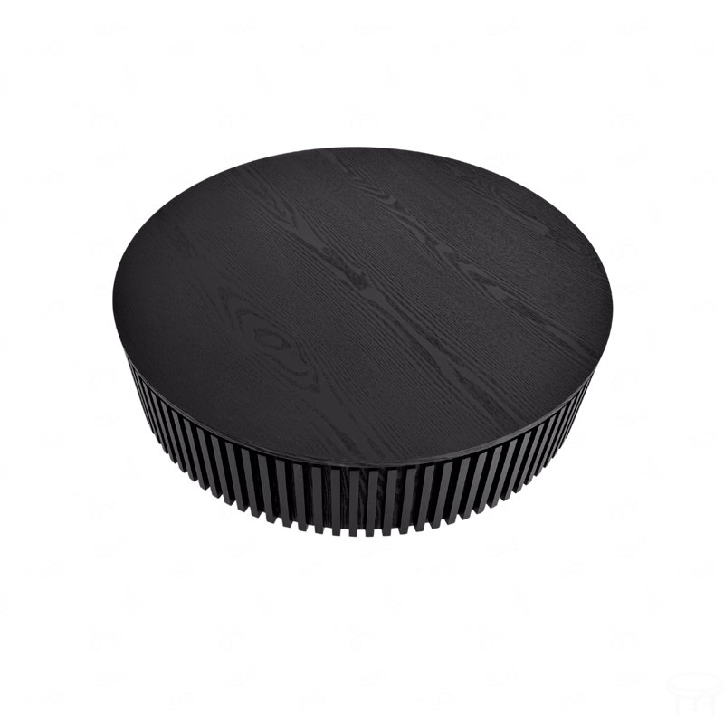 Timeshia Round Coffee Table With Storage, 14" H x 31.5" W x 31.5" D, Black Duplicate 2