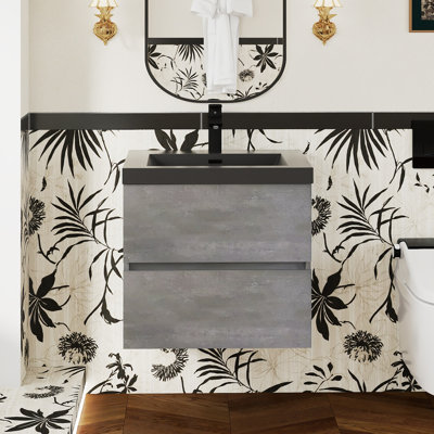 Meuble-lavabo mural simple 23,6 po avec comptoir en quartz