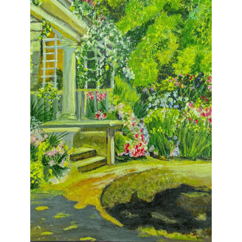 «Beautiful Bungalow Green», peinture | Acrylique sur toile | Avec cadre