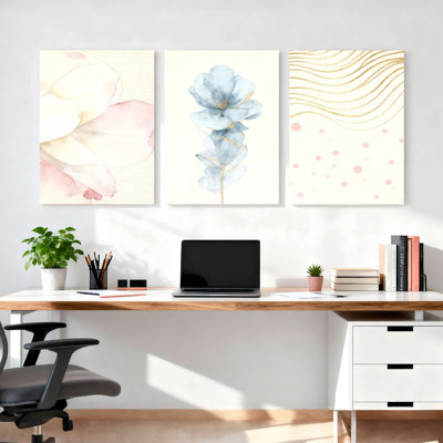 Aquarelle sur toile, motif floral et abstrait, reproduction d'art sur toile (ensemble de 3)