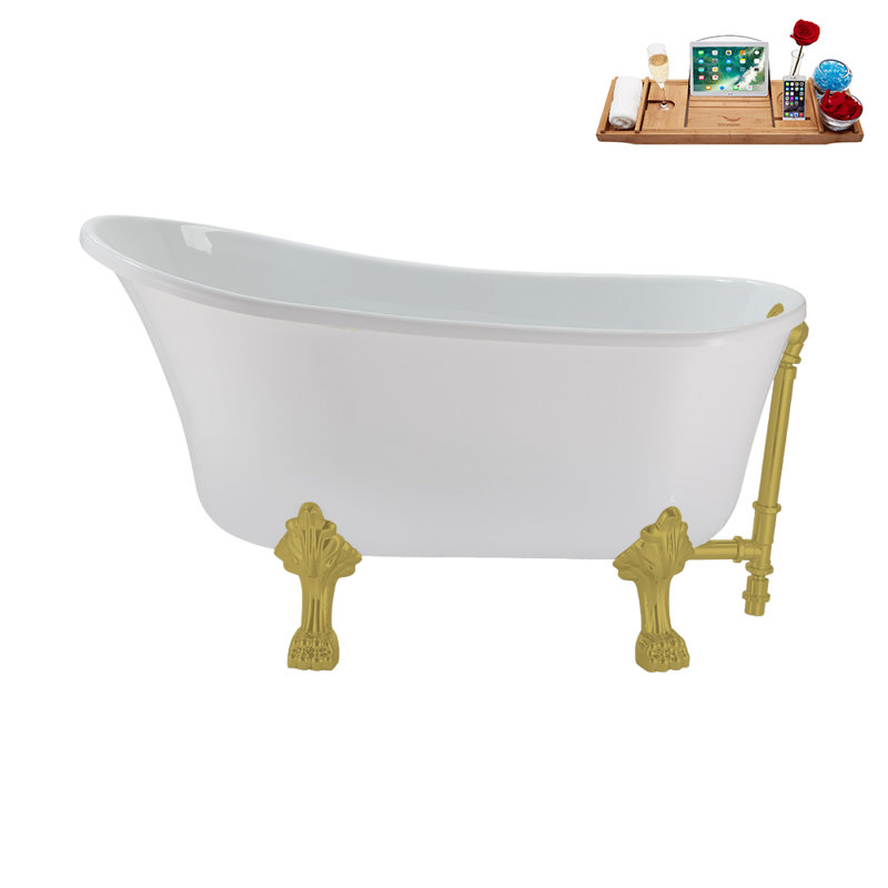51.2'' x 25.6'' Soaking Acrylic Bathtub, Brushed Gold, Brushed Gold