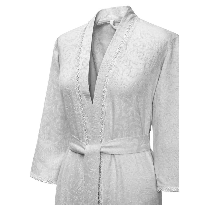 Doris Cotton Blend Terry Cloth Girl / Woman+ Above Knee Bathrobe with Pockets, S, Gray/Silver