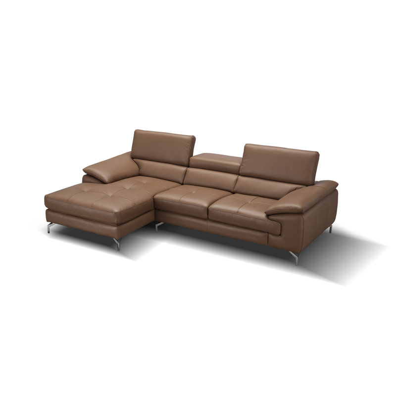 Grasmere Leather L-Shaped Sectional, Left Hand Facing, Caramel Genuine Leather