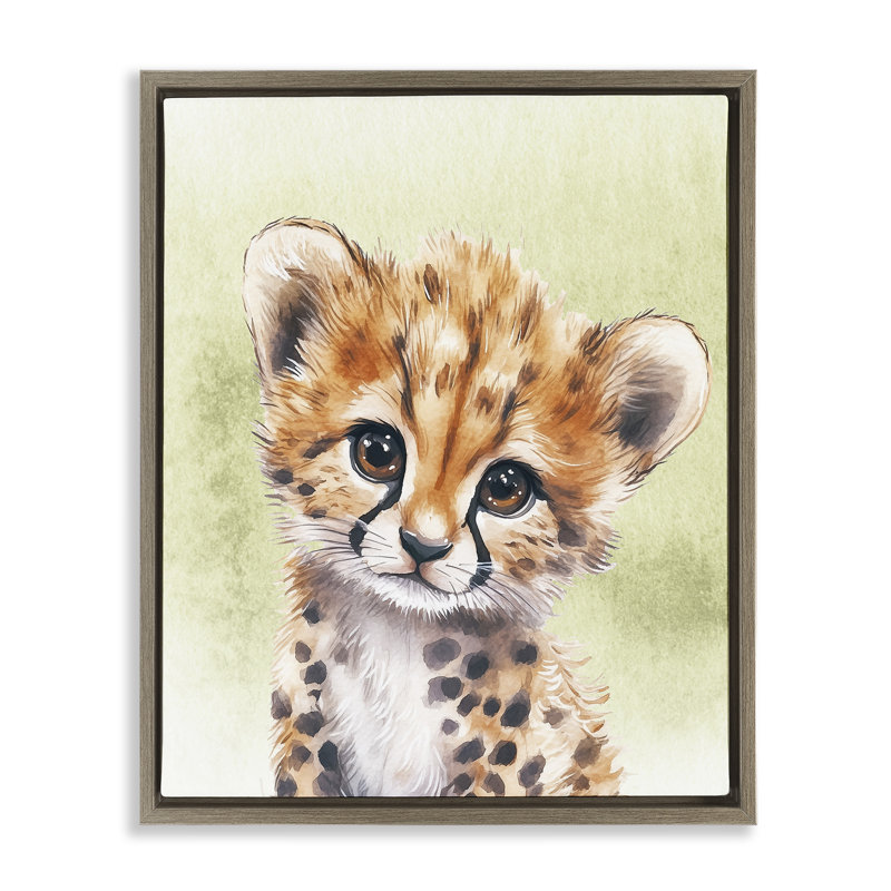 Cadre flottant Jungle Friends Baby Cheetah, design par Christine Simpson Art, H 21 po x l 17 po