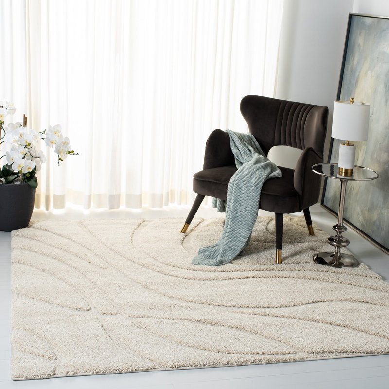 Tapis crème / beige Ashal, Carré 3 pi, Beige/Ivory