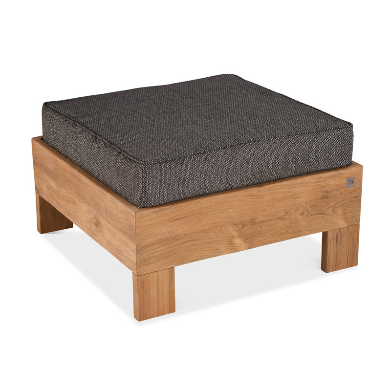 Repose-pieds d'extérieur en teck avec coussin Lowman, Crépuscule
