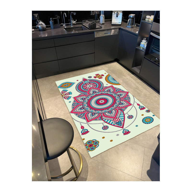 Tapis rose lavable à la machine, Rectangle 4'7" x 6'7" Rug Pad Included