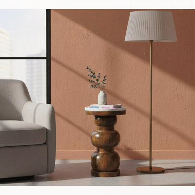 Table d'appoint Bulla avec plateau en bois et marbre