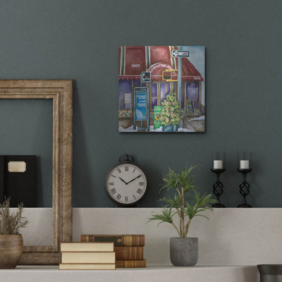 Art mural en métal Red Barrel Studio® «Cafes Manhatten Diner» par Andrea Strongwater