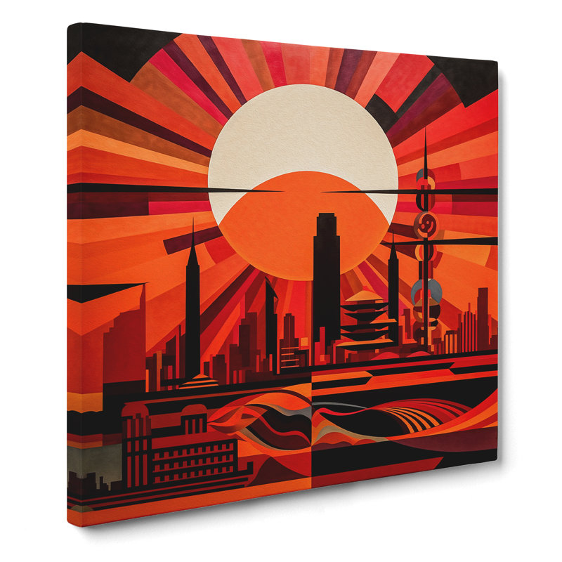 Japanese Sunset Constructivism No.4 - Wrapped Canvas