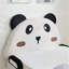 Lit simple mignon en forme de panda avec bords rembourrés de sécurité, structure de lit pour tout-petits en bois massif pour enfants, tissu en velours
