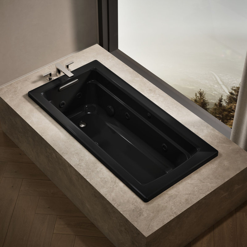 Archer® 66" X 32" Drop-In Whirlpool Bath with Bask® Heated Surface, Thunder Gray