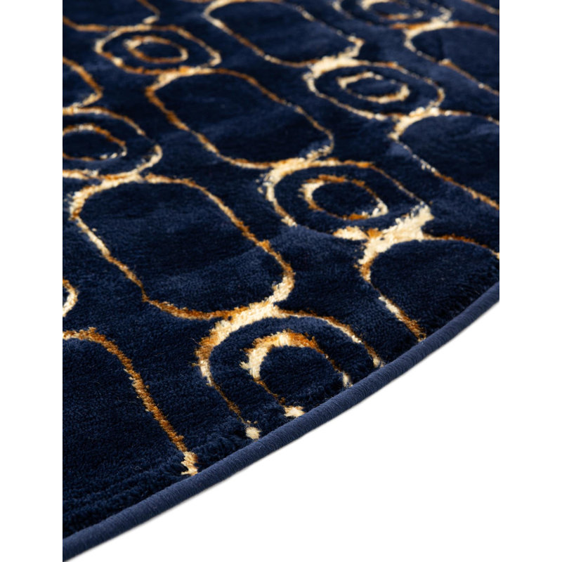 Tapis bleu marine et doré Latitude Run®, Rond 7 pi 10 po