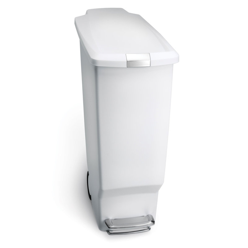 Simplehuman 40L Plastic Slim Pedal Bin, White