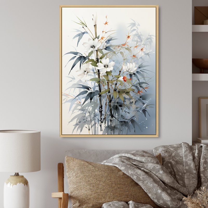 «Asian Art Bambo Whisper», reproduction sur toile, H 20 po x l 12 po x P 1 po, Cadre flottant naturel