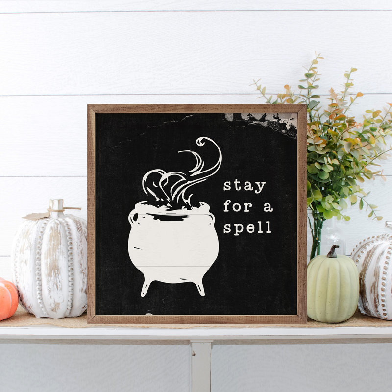Stay For A Spell, chaudron noir, L 4 po x H 4 po, Noir / blanc