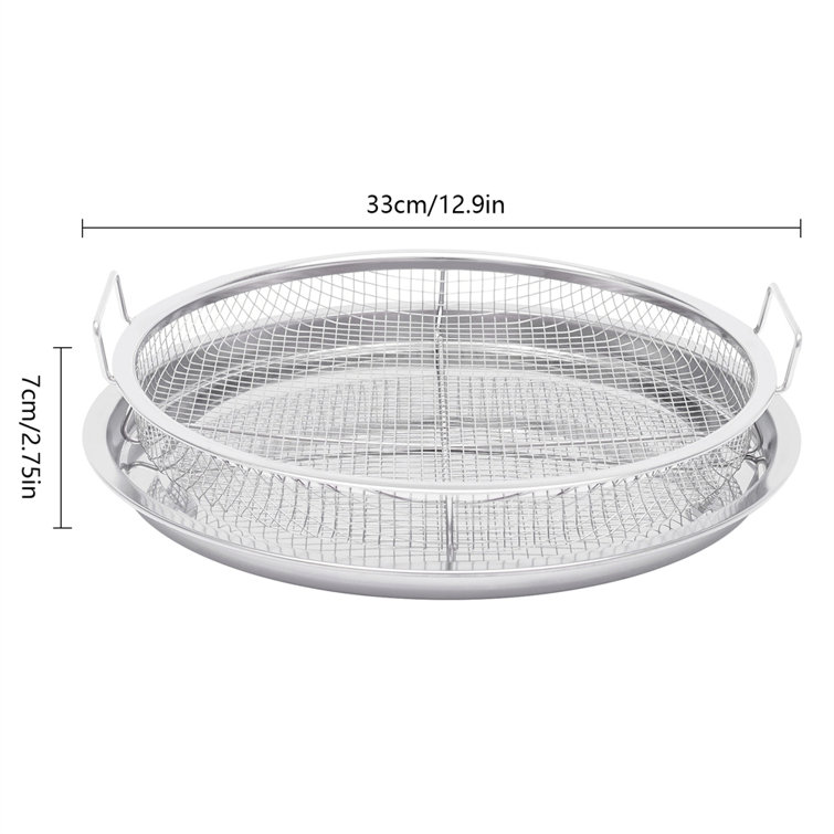 Stainless Steel 2Pcs Air Fryer Basket Tray For Oven Grease Tray