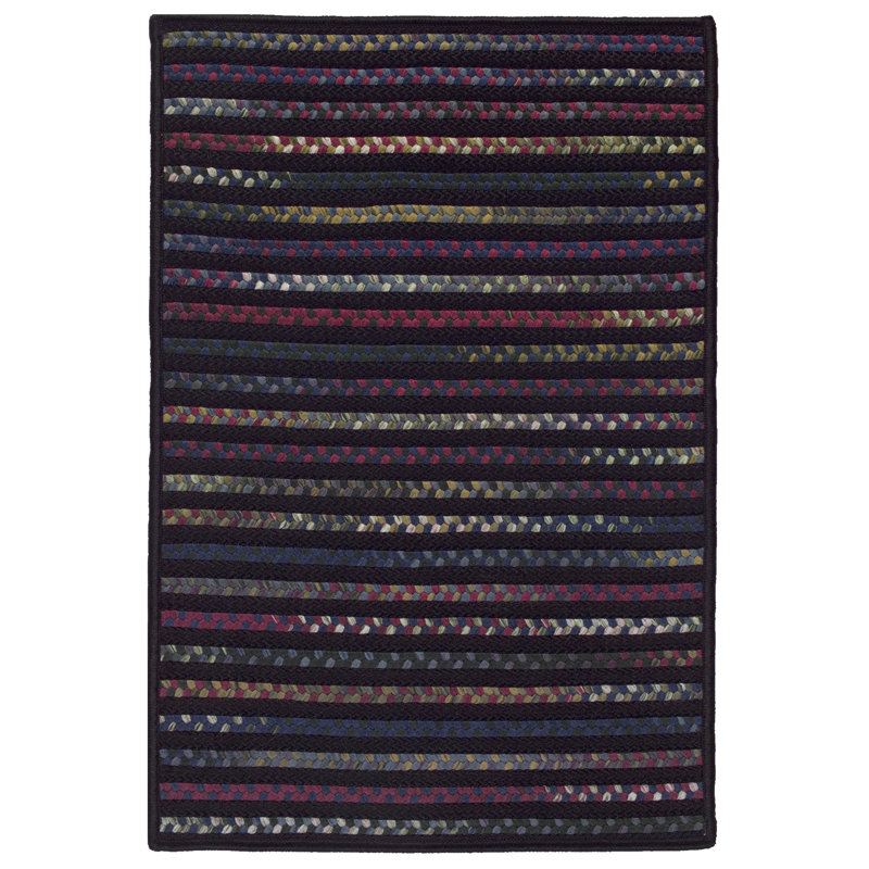 Tapis noir / bleu / vert tressé Donnay, Rectangle de 3 pi x 5 pi